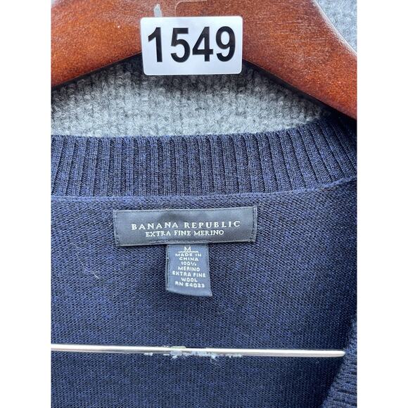 Banana Republic Sweater Womens Medium Extra Fine Merino Cardigan Zip Pockets - Picture 6 of 7